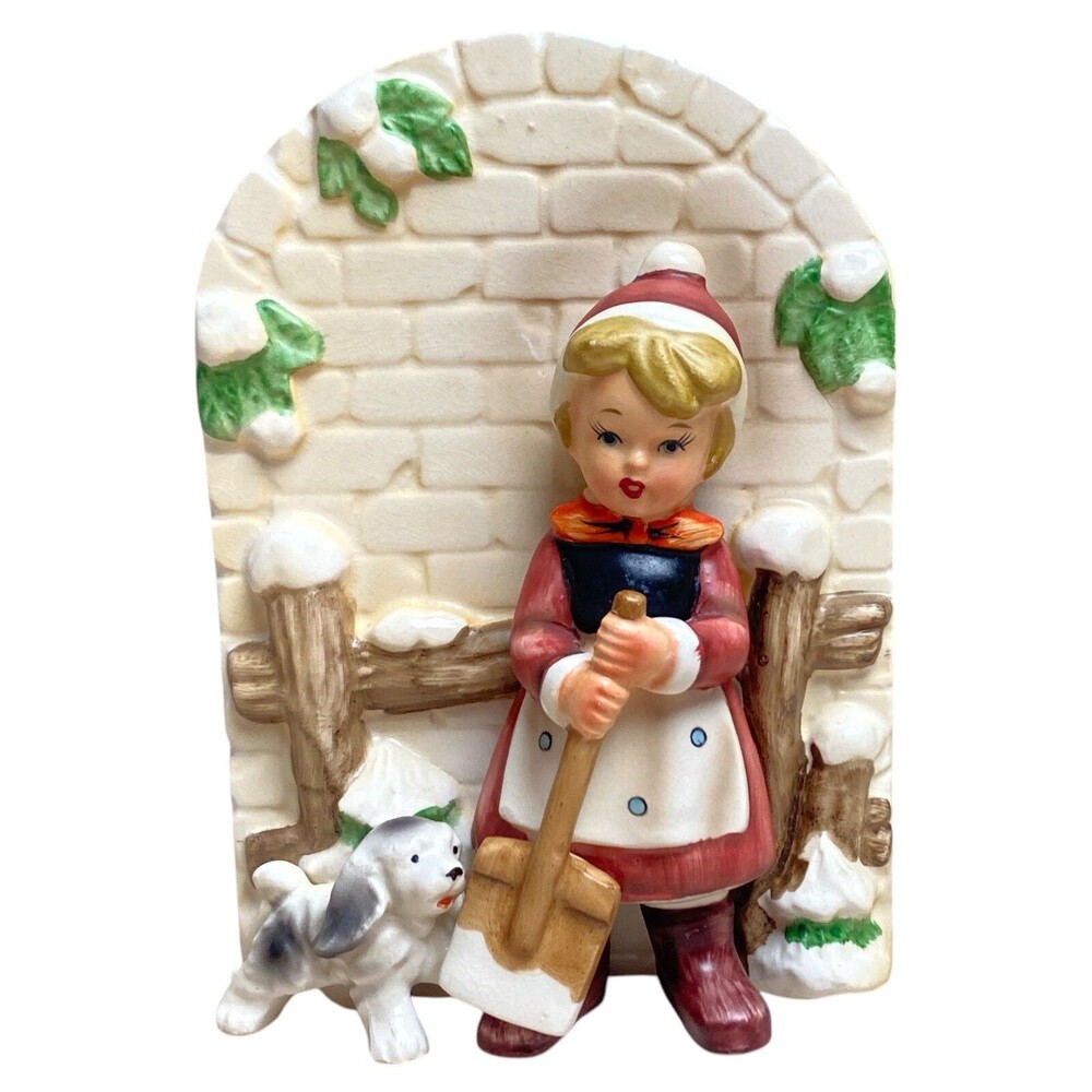 Erich Stauffer Girl & Dog Wall Art S8398 Figurine  Japan